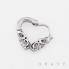 GOTHIC HEART SHAPED SKULL FACE 316L SURGICAL STEEL EARRING